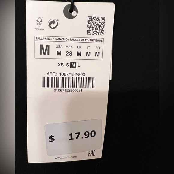 NWT black Zara crop top, size medium - Picture 2 of 6